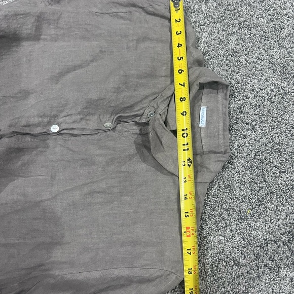 Modamalfi Made In Italy 100% Linen Button Front Shirt Dress Taupe Grey M/L - Picture 7 of 9